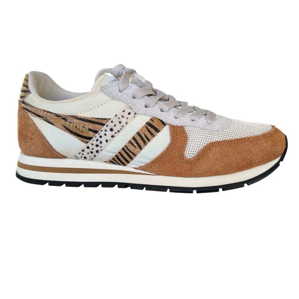 Gola Daytona Safari Off White Caramel Black Animal Print Sneakers US Size 7 - Picture 4 of 16